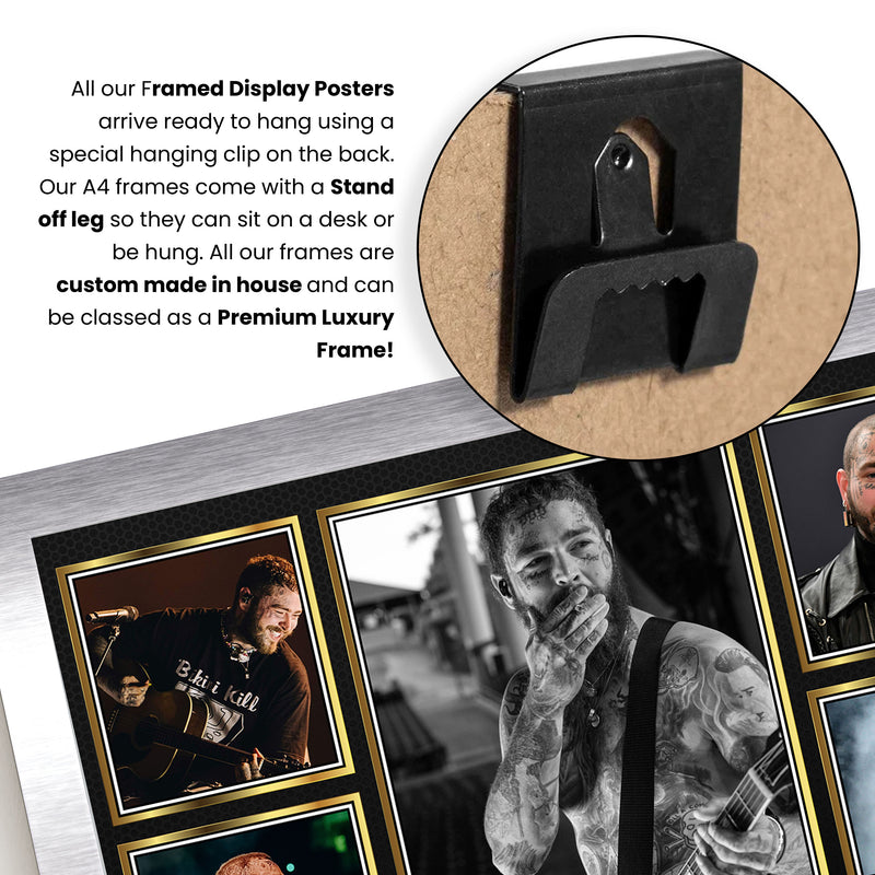 Rappers Post Malone Framed Autographed Print - Limited Edition Autograph Fan Gift – Collectible Memorabilia Merchandise