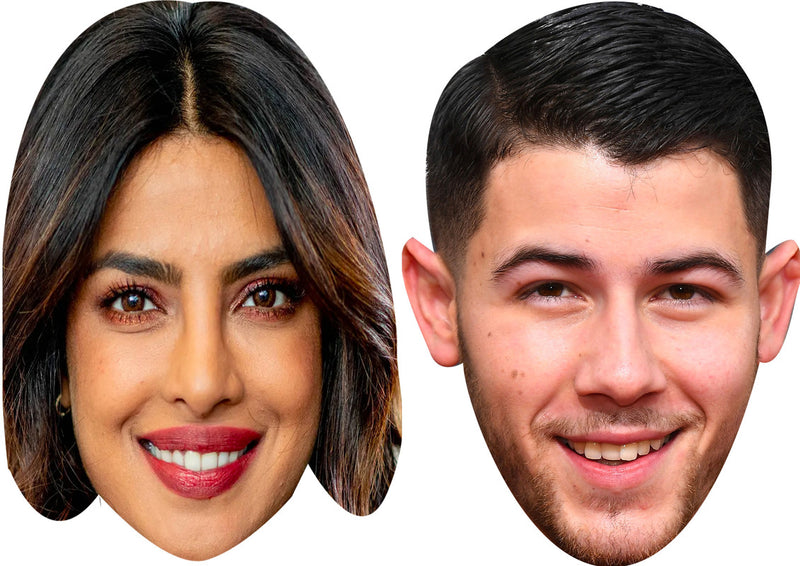 Priyanka Chopra And Nick Jonas Celebrity Couple Face Mask Fancy Dress - High-Quality Cardboard Masks for Any Occasion