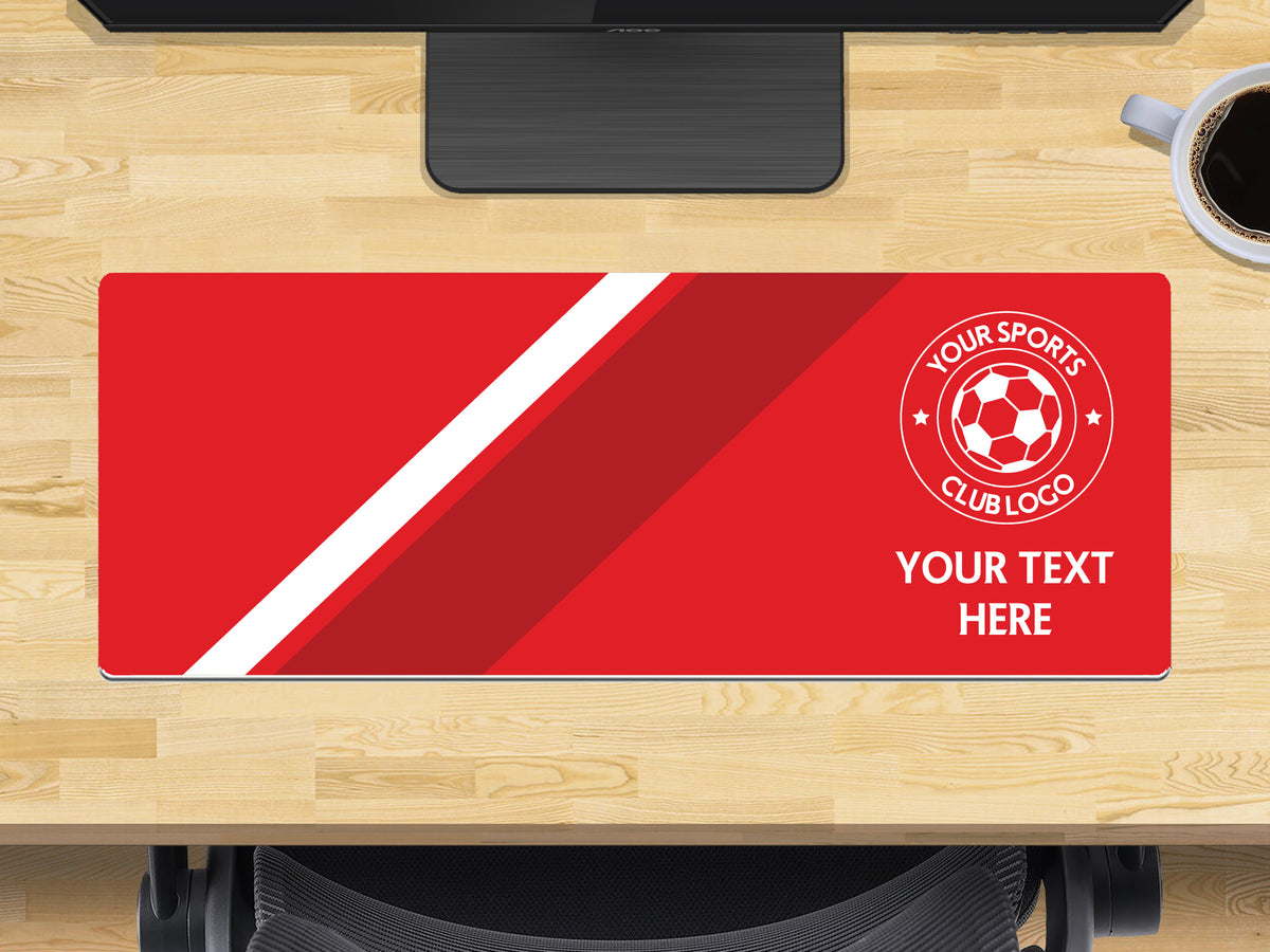 Personalised Football Club Colours Extra Large Mouse Mat 800mm x 300mm - RED