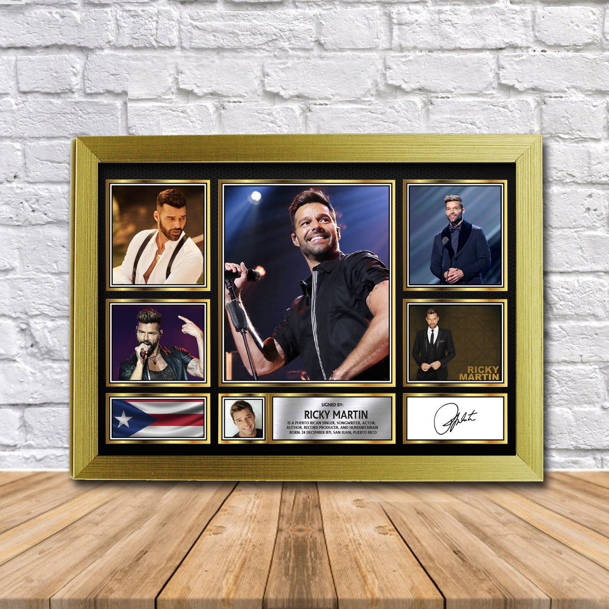 Ricky Martin Music Gift Framed Printed Signature Star Poster Print Wall Art Gift