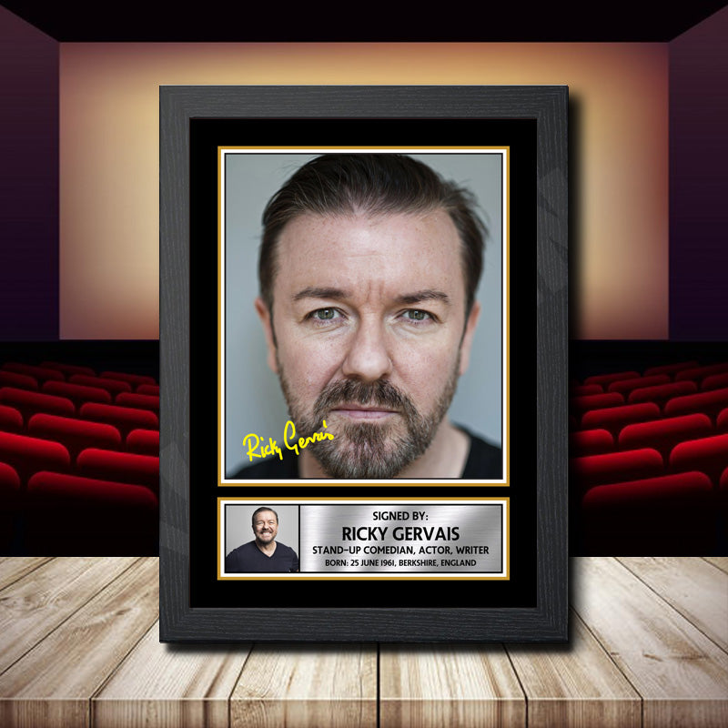 Ricky Gervais Printed Signature Movie Star Poster Print Framed Wall Art Gift – Ricky Gervais Printed Signature Movie Star Poster Print