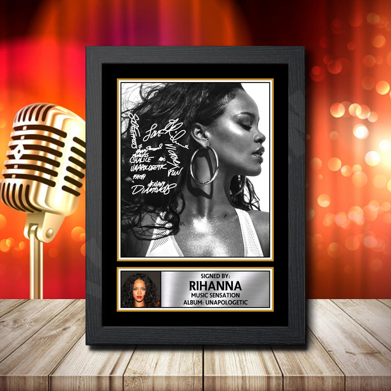 Rihanna Unapologetic 2 Printed Signature Music Star Poster Print Framed Wall Art Gift – Rihanna Unapologetic 2 Printed Signature Music Star Poster Print