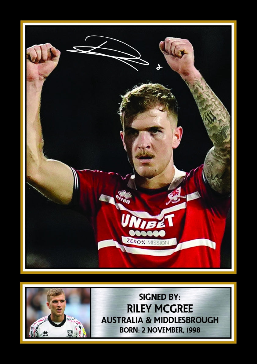 Riley McGree Middlesbrough Footballer Printed Signature Print – riley McGree printed signature poster