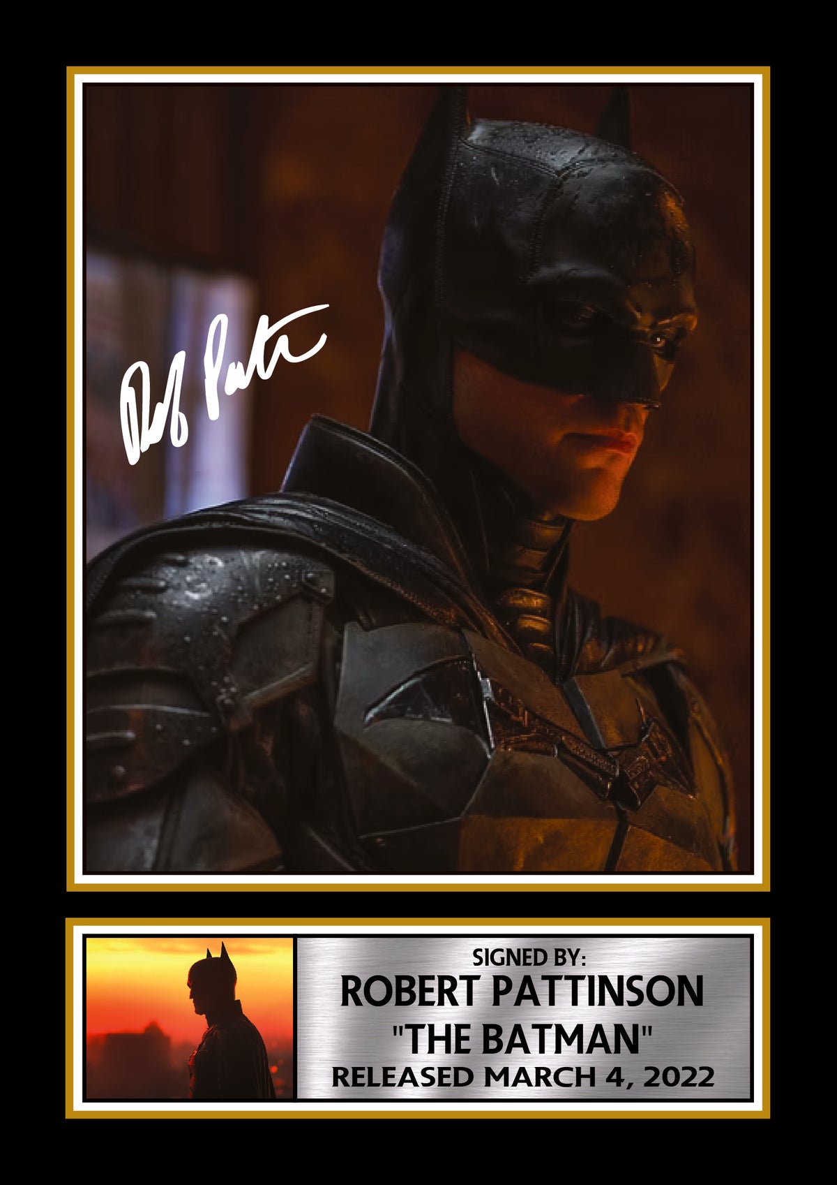 Robert Pattinson The Batman Printed Signature Poster – DC Superhero Movie Wall Art – 2022 Batman Film Wall Art Print for Fans – Robert Pattinson The Batman Printed Signature Poster