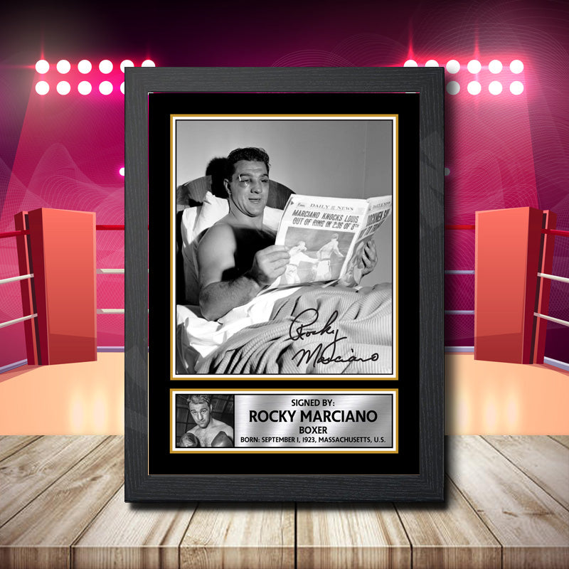 Rocky Marciano 2 Printed Signature Boxing Star Poster Print Framed Wall Art Gift – Rocky Marciano 2 Printed Signature Boxing Star Poster Print