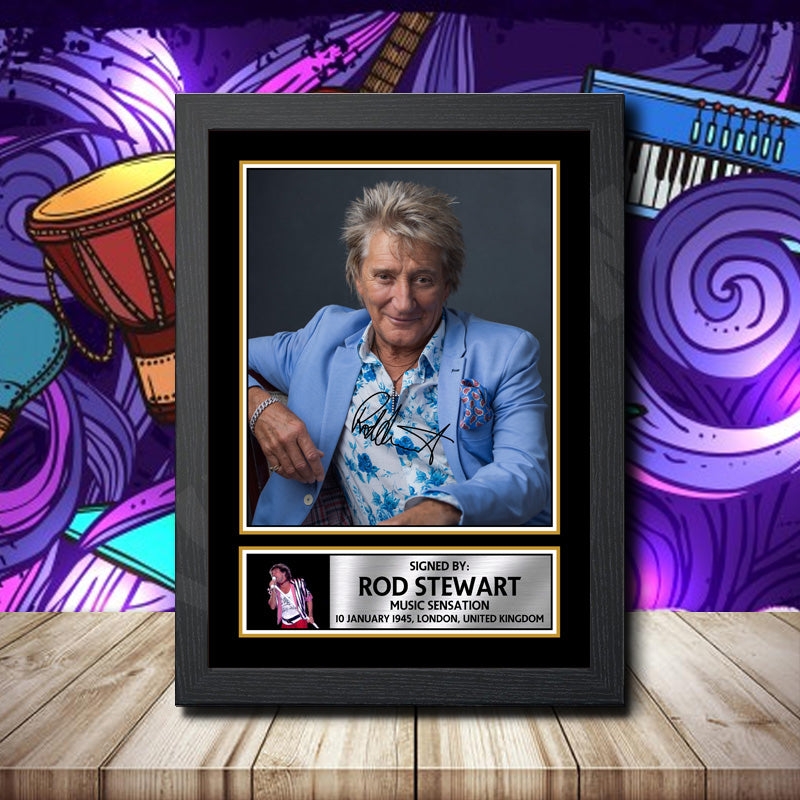 Rod Stewart 2 Printed Signature Rock-Bands Star Poster Print Framed Wall Art Gift – Rod Stewart 2 Printed Signature Rock-Bands Star Poster Print