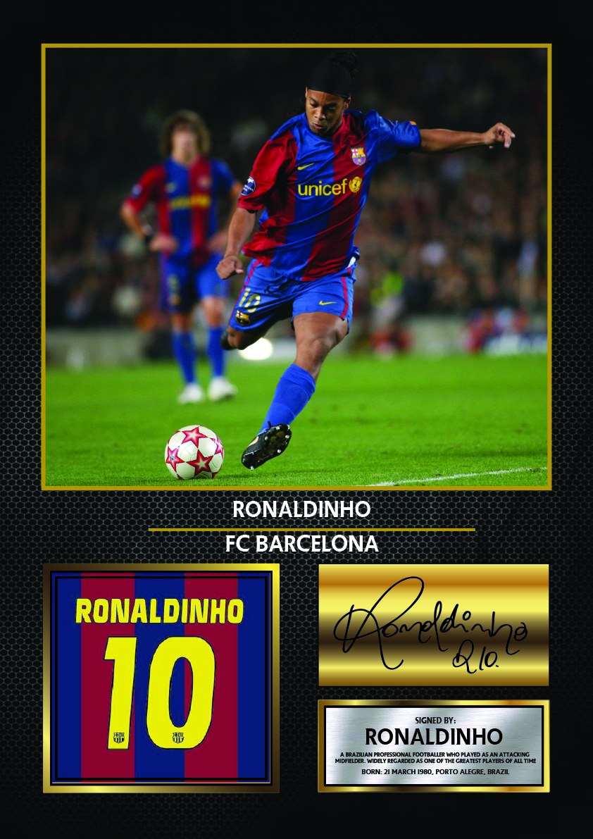 Ronaldinho Barcelona Footballer Printed Signature Print – ronaldinho printed signature poster