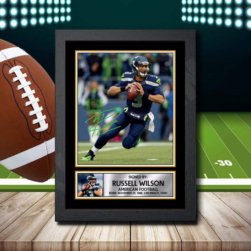 Russell Wilson 1 Printed Signature NFL Star Poster Print Framed Wall Art Gift – Russell Wilson 1 Printed Signature NFL Star Poster Print