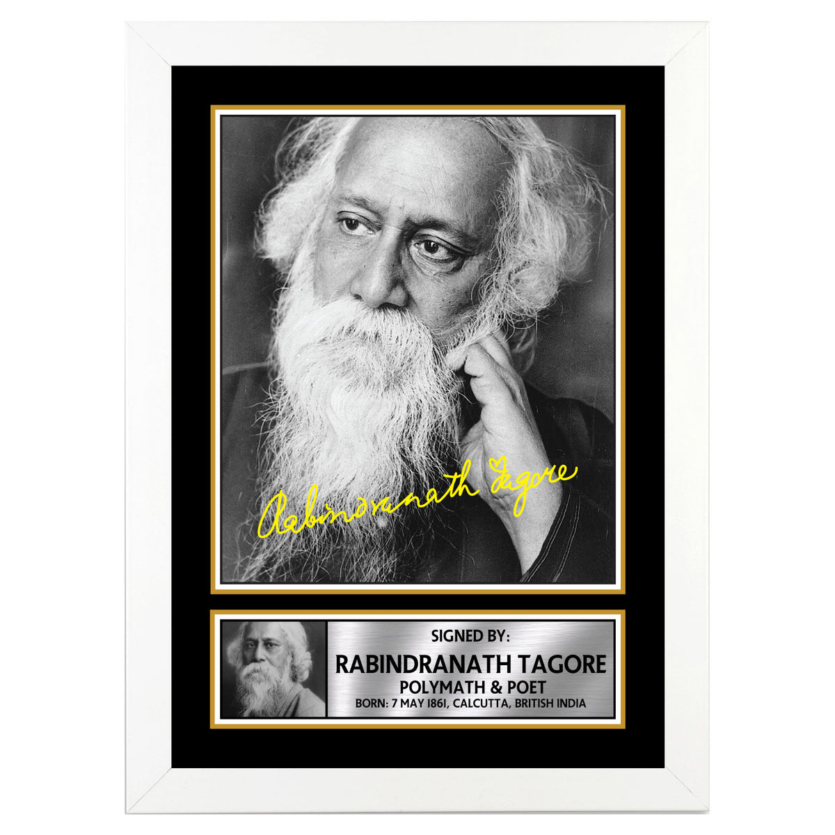 Rabindranath Tagore M263 Authors Printed Signature Poster Print Gift