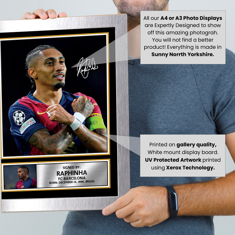 Raphinha Signed Autograph Poster Print – Barcelona & Brazil Star – Football Gift Memorabilia