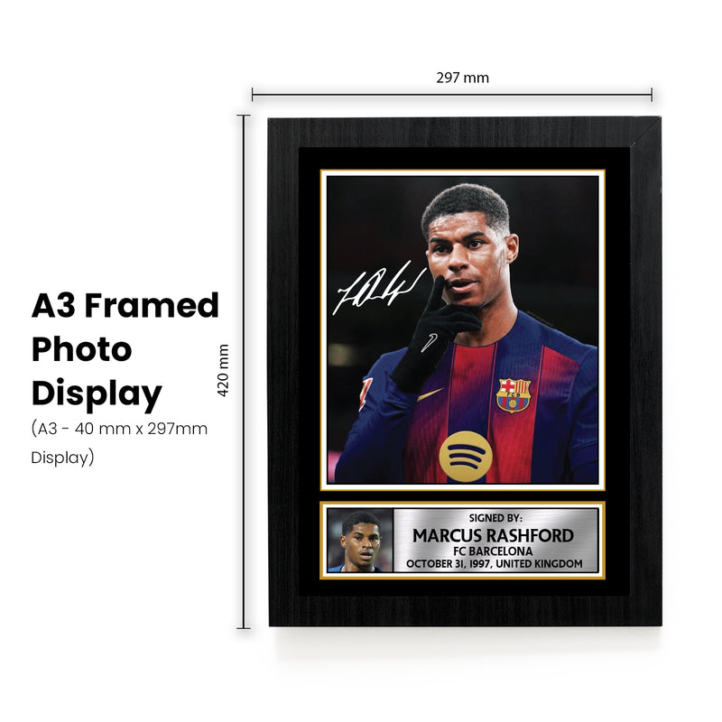 Marcus Rashford Signed Autograph Poster Print – FC Barcelona Forward – Iconic Soccer Collectible Gift for Fans