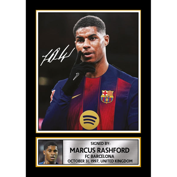 Marcus Rashford Printed Signature Poster Print – FC Barcelona Forward – Iconic Soccer Gift for Fans