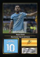 Rayan Cherki Printed Signed Poster – Manchester City FC & France Midfielder Tribute Wall Art with Jersey & Bio Plaque – Premier League Football Memorabilia for Fans & Collectors