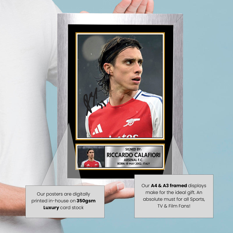 Riccardo Calafiori Signed Autograph Poster Print – Arsenal F.C. – Italy Football Memorabilia – Gift for Fans & Collectors
