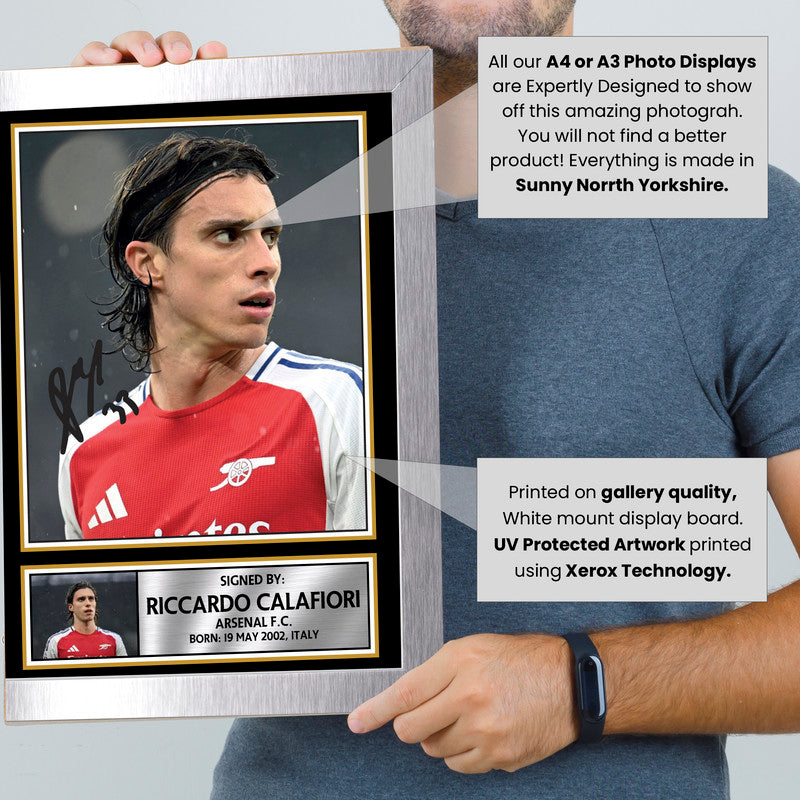 Riccardo Calafiori Signed Autograph Poster Print – Arsenal F.C. – Italy Football Memorabilia – Gift for Fans & Collectors