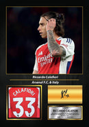 Riccardo Calafiori Signed Football Memorabilia – Framed Autograph Display with Arsenal & Italy Tribute – Collector’s Gift