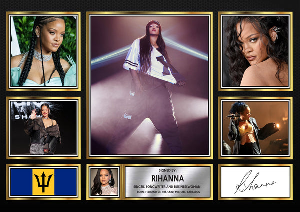 Rihanna Singers Framed Printed Signature Print – Fan Gift – Wall Art