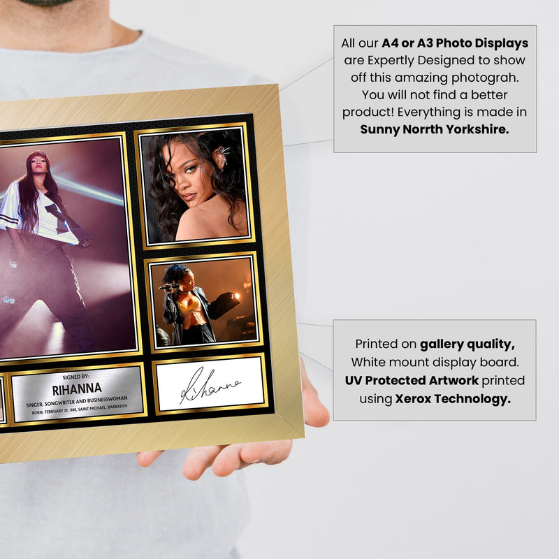 Rihanna Singers Framed Autographed Print - Limited Edition Autograph Fan Gift – Collectible Memorabilia Merchandise