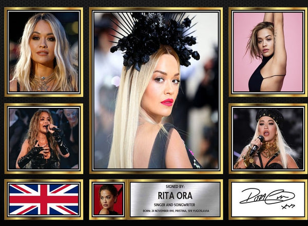 Rita Ora Singers Framed Printed Signature Print – Fan Gift – Wall Art