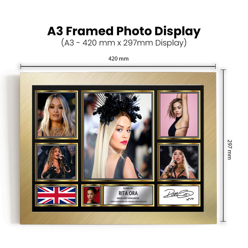 Rita Ora Singers Framed Autographed Print - Limited Edition Autograph Fan Gift – Collectible Memorabilia Merchandise