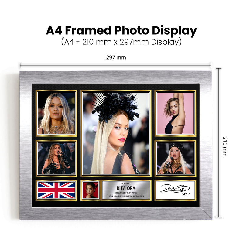 Rita Ora Singers Framed Autographed Print - Limited Edition Autograph Fan Gift – Collectible Memorabilia Merchandise