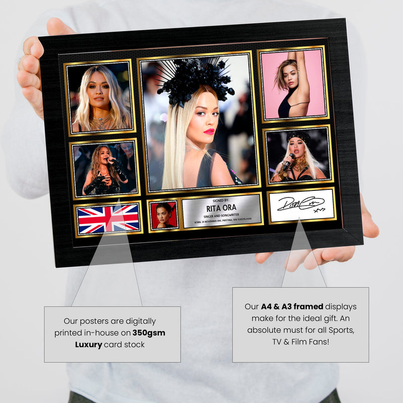 Rita Ora Singers Framed Autographed Print - Limited Edition Autograph Fan Gift – Collectible Memorabilia Merchandise