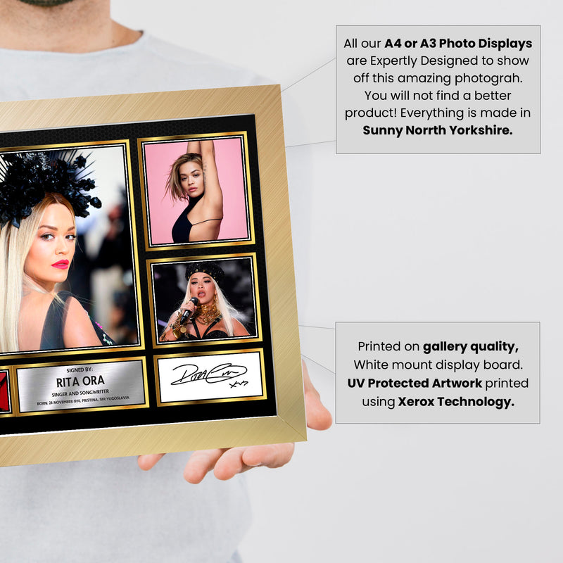 Rita Ora Singers Framed Autographed Print - Limited Edition Autograph Fan Gift – Collectible Memorabilia Merchandise