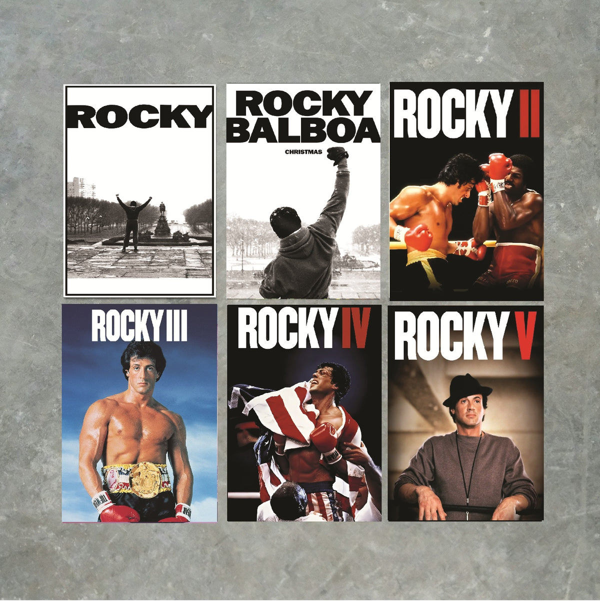 Rocky Movie Poster Set of 6 – Rocky, Rocky II, Rocky III, Rocky IV, Rocky V & Rocky Balboa Inspired Film Wall Art Prints – Boxing Movie Decor – Rocky Movie Poster Set of 6 – A6 Poster
