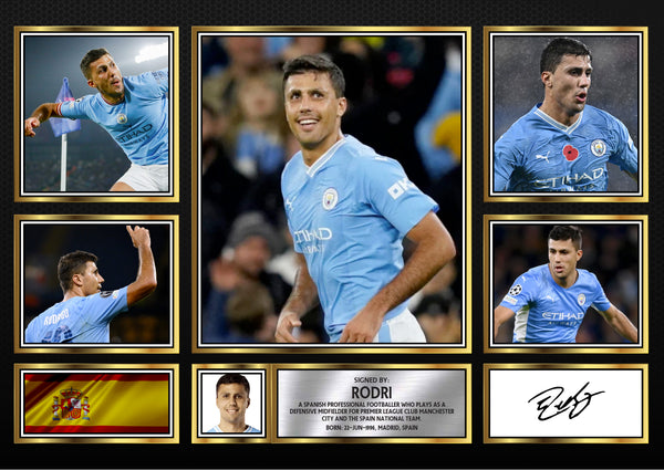 Rodri Top Footballer Printed Signature Print Landscape