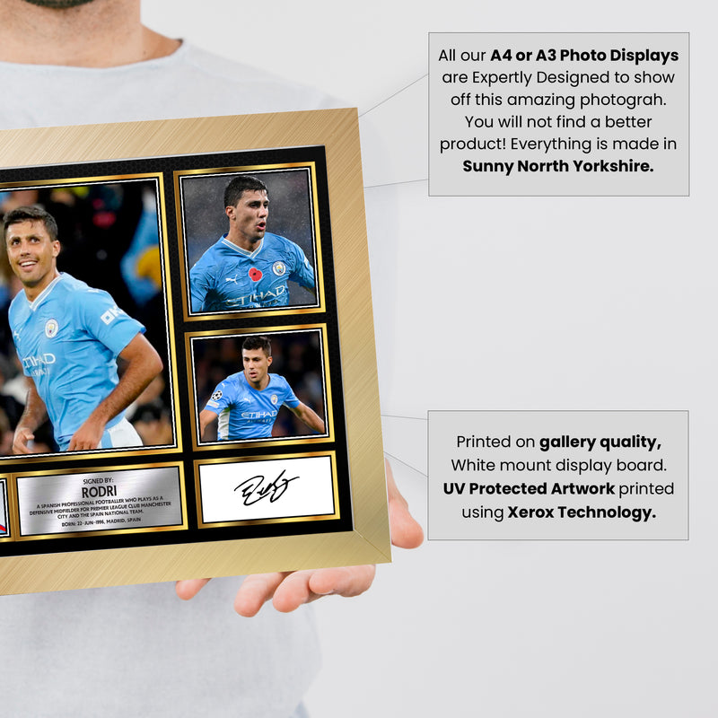 Rodri Top Top Footballer Autographed Print Landscape