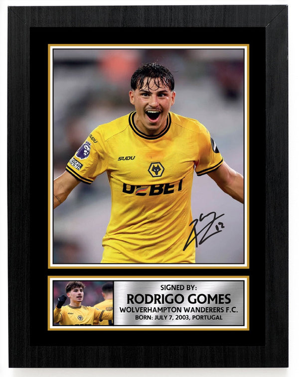 Rodrigo Gomes Printed Signature Poster Print – Wolverhampton Wanderers F.C. – Portugal Football Wall Art – Gift for Fans & Collectors