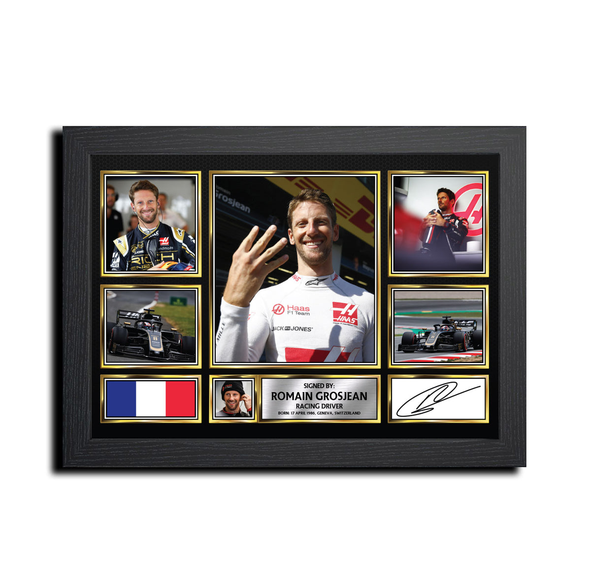 Romain Grosjean MC1717 Printed Signature Motorsport Print