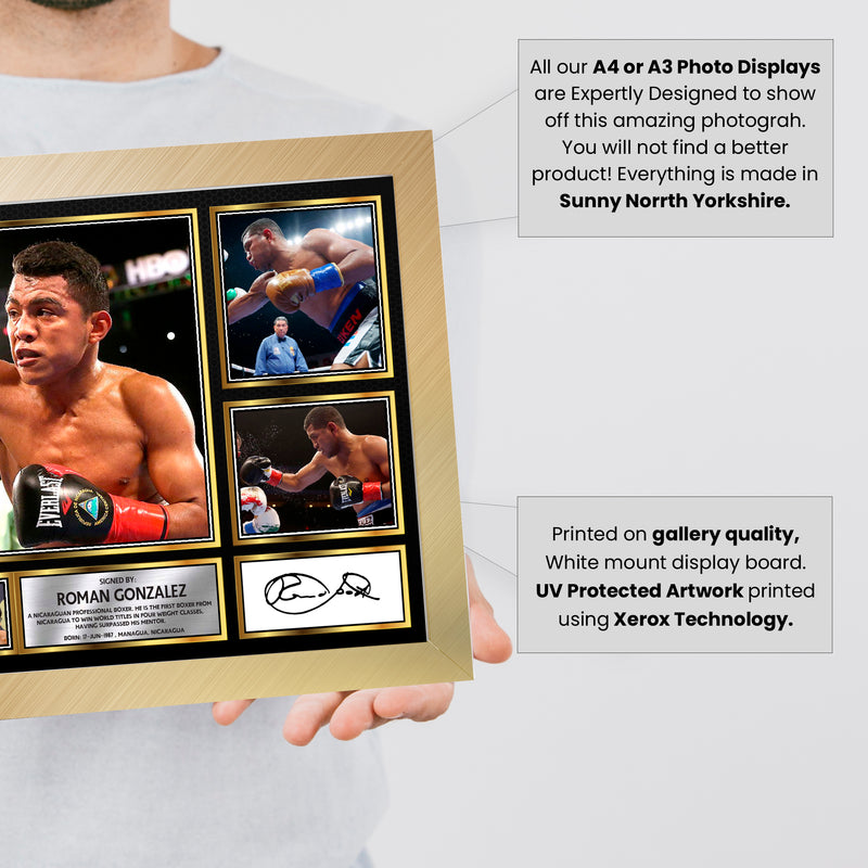 Roman Gonzalez top boxer Autographed Print Landscape