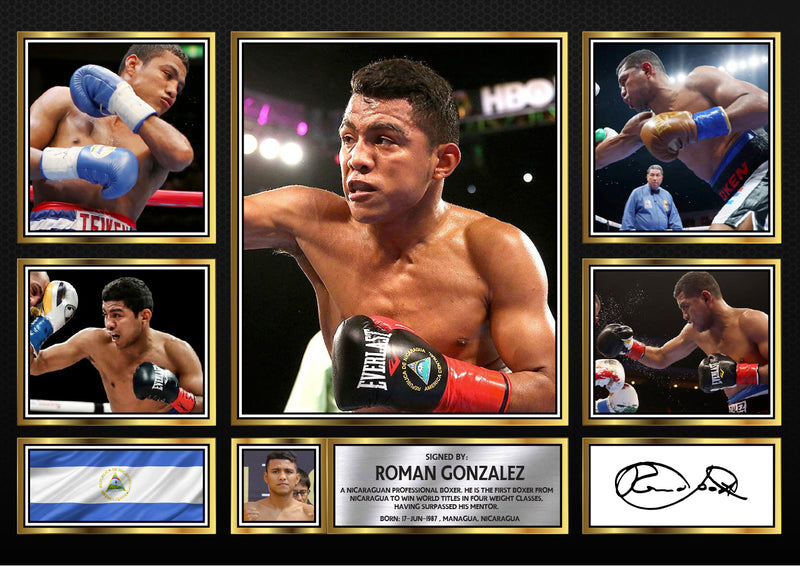 Roman Gonzalez top boxer Autographed Print Landscape