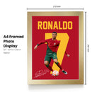 Cristiano Ronaldo Signed Poster Print – Portugal National Team Legend Tribute Wall Art with Signature & Jersey Number 7 – Iconic Forward Memorabilia for Football Fans & Collectors