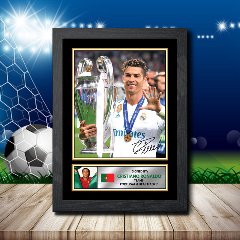 Ronaldo Silver Printed Signature Footballers Star Poster Print Framed Wall Art Gift – Ronaldo Silver Printed Signature Footballers Star Poster Print