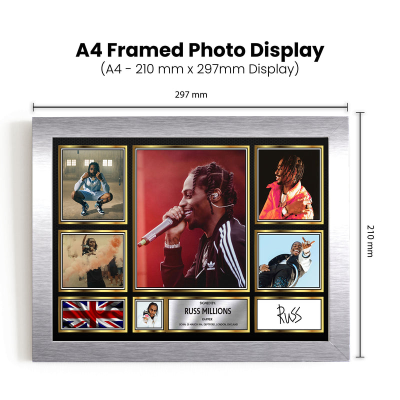 Rappers Russ Millions Framed Autographed Print - Limited Edition Autograph Fan Gift – Collectible Memorabilia Merchandise