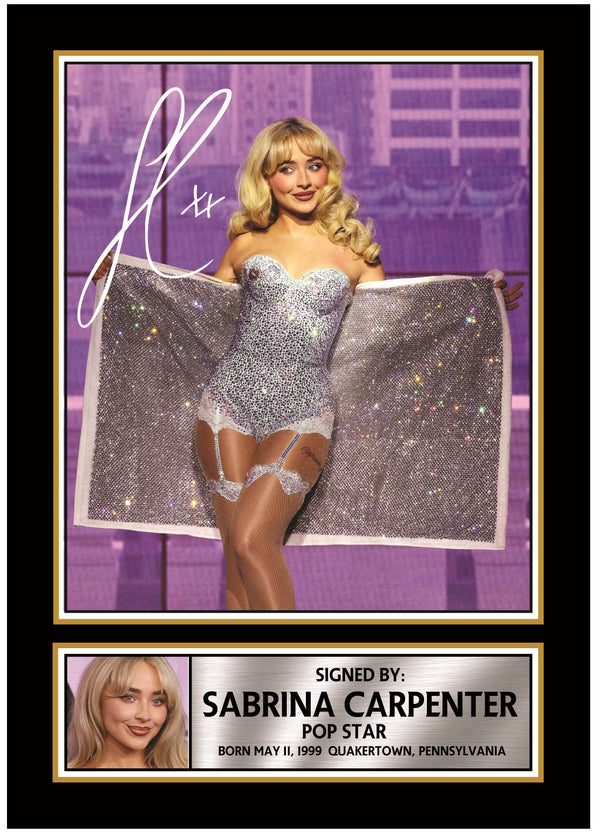 Sabrina Carpenter Printed Signature Poster Print – Pop Star Stage Performance Wall Art – Style Music Wall Art