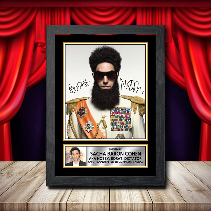 Sacha Baron Cohen Dictator Nobby Borat Grimsby Printed Signature Comedy Star Poster Print Framed Wall Art Gift – Sacha Baron Cohen Dictator Nobby Borat Grimsby Printed Signature Comedy Star