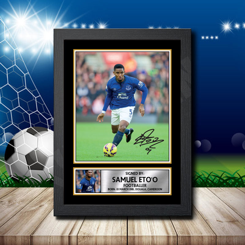 Samuel Eto O Printed Signature Footballers Star Poster Print Framed Wall Art Gift – Samuel Eto O Printed Signature Footballers Star Poster Print