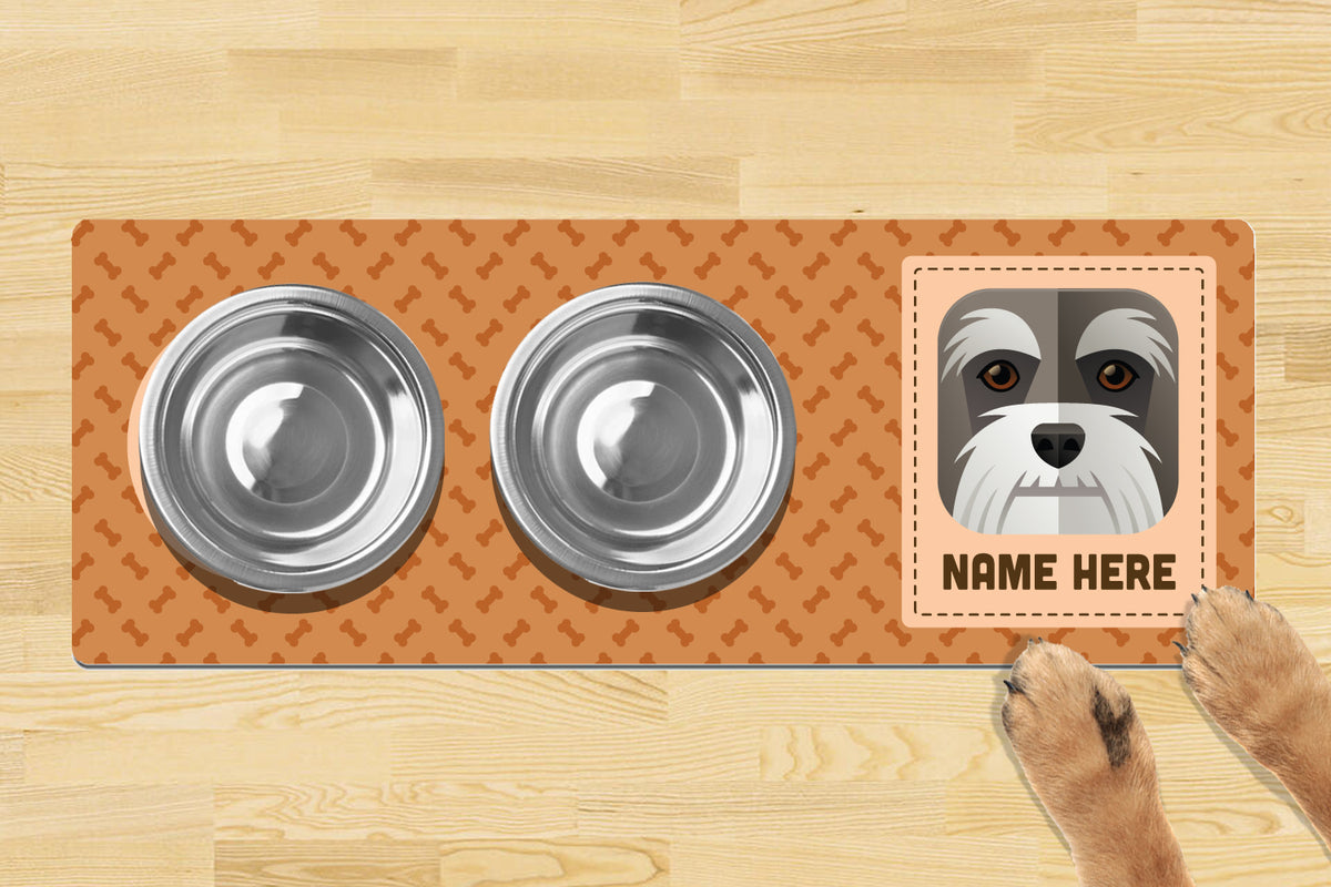 Personalised Dog Breed Dog Bowl Mat 880mm x 300mm2 Bowl Design - SCHNAUZER
