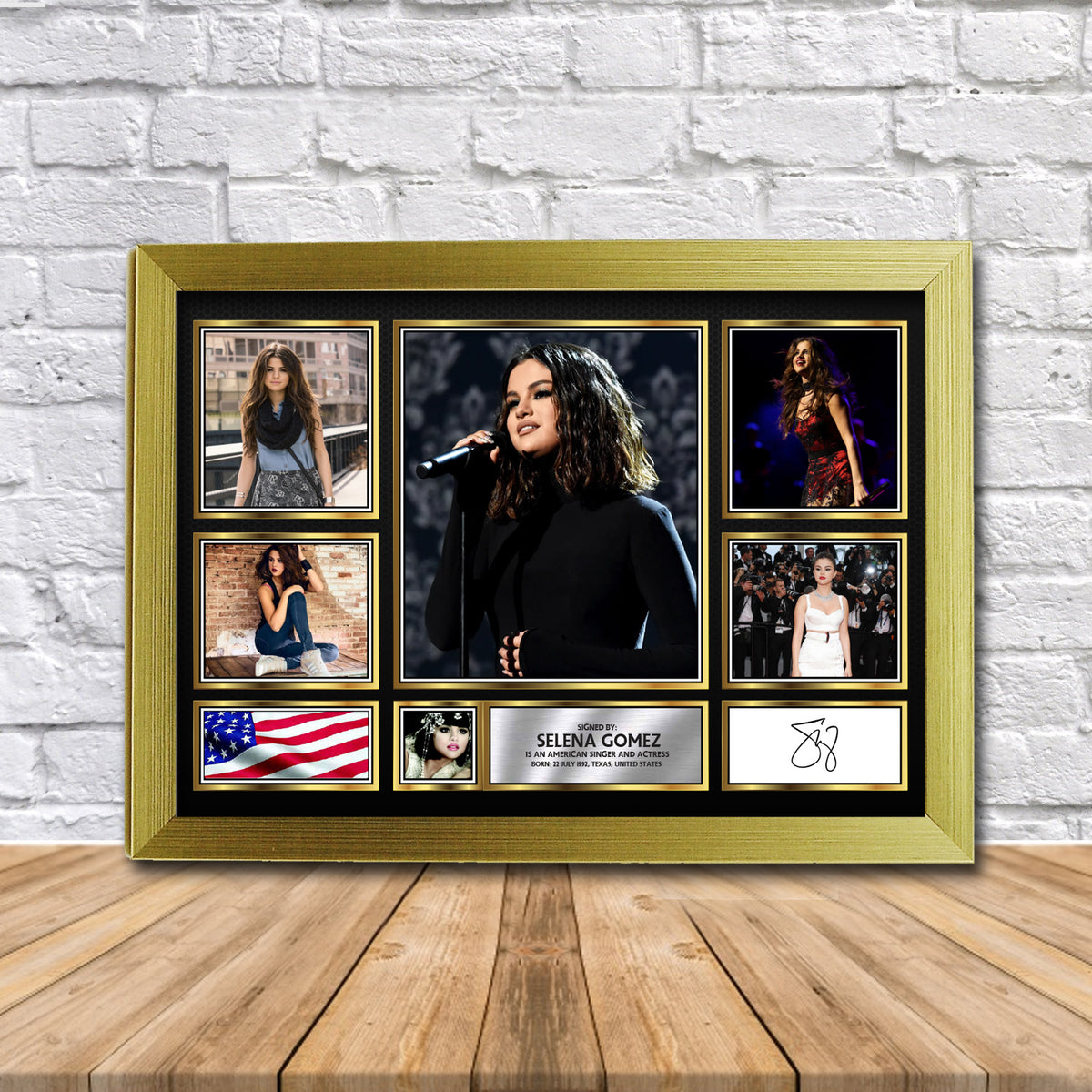 Selena Gomez Music Gift Framed Printed Signature Star Poster Print Wall Art Gift