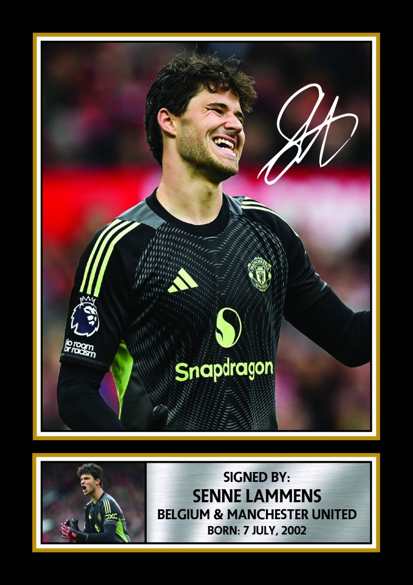 Senne Lammens Manchester United Footballer Printed Signature Print – senne Lammens printed signature poster