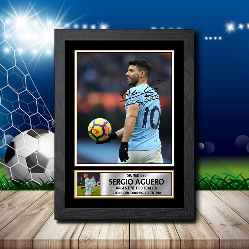 Sergio Aguero 1 Printed Signature Footballers Star Poster Print Framed Wall Art Gift – Sergio Aguero 1 Printed Signature Footballers Star Poster Print