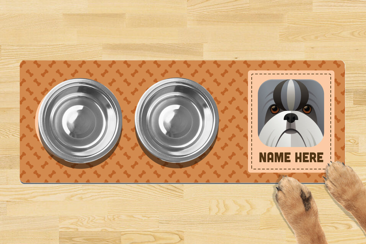 Personalised Dog Breed Dog Bowl Mat 880mm x 300mm2 Bowl Design - SHIH TZU