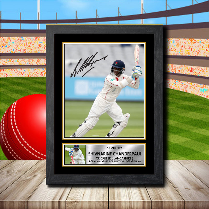 Shivnarine Chanderpaul Lancashire Printed Signature Cricket Star Poster Print Framed Wall Art Gift – Shivnarine Chanderpaul Lancashire Printed Signature Cricket Star Poster Print