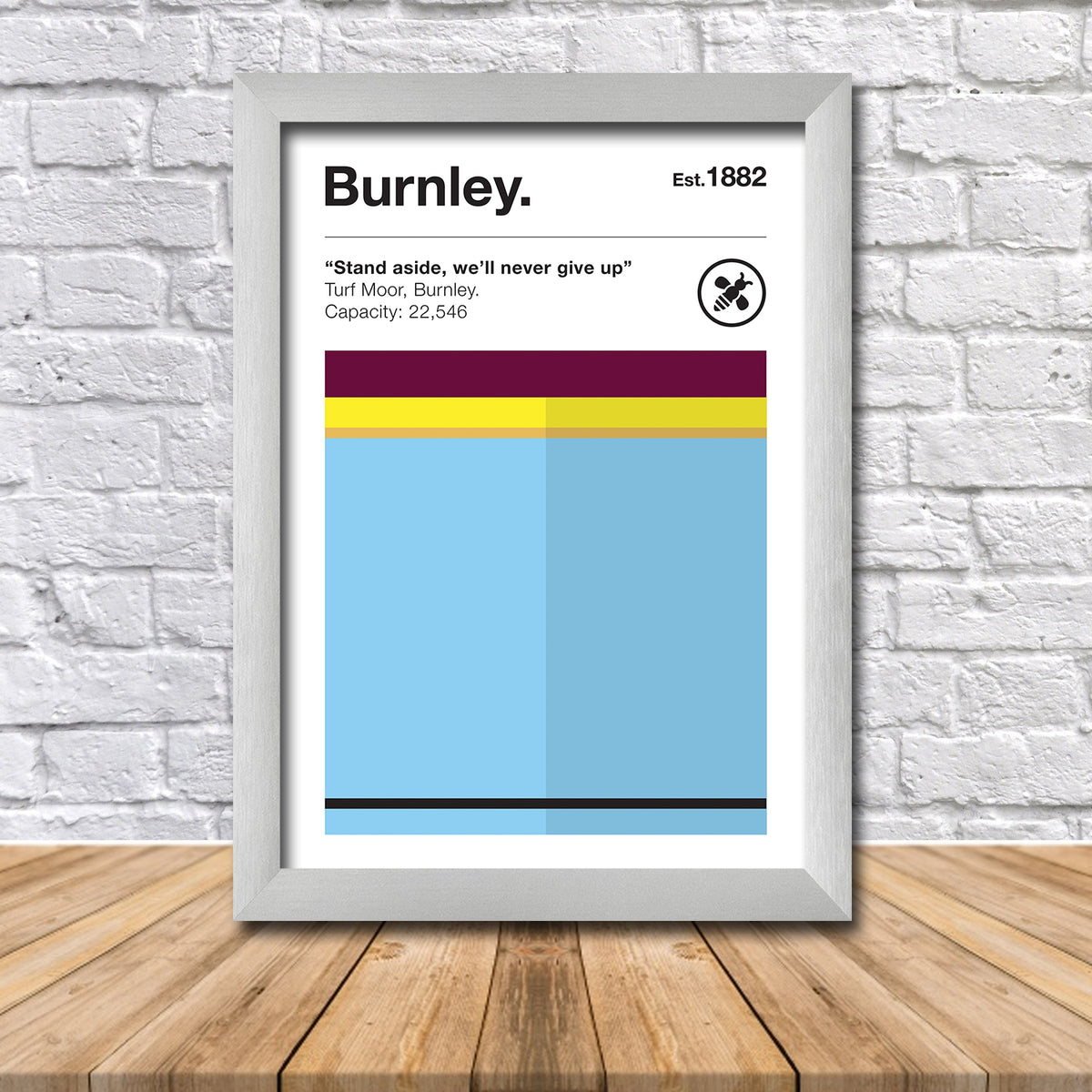 Retro Burnley Club Colours Burnley Fan Football Poster