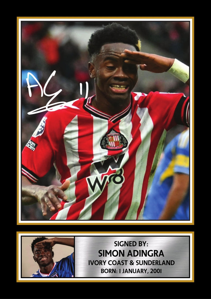 Simon Adingra Sunderland Footballer Printed Signature Print – simon Adingra printed signature poster