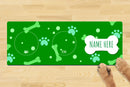 Personalised Dog Bowl Mat (880mm x 300mm)(2 Bowl Design) - Simple Green Bone