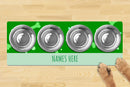 Personalised Dog Bowl Mat (880mm x 300mm)(4 Bowl Design) - SIMPLE GREEN